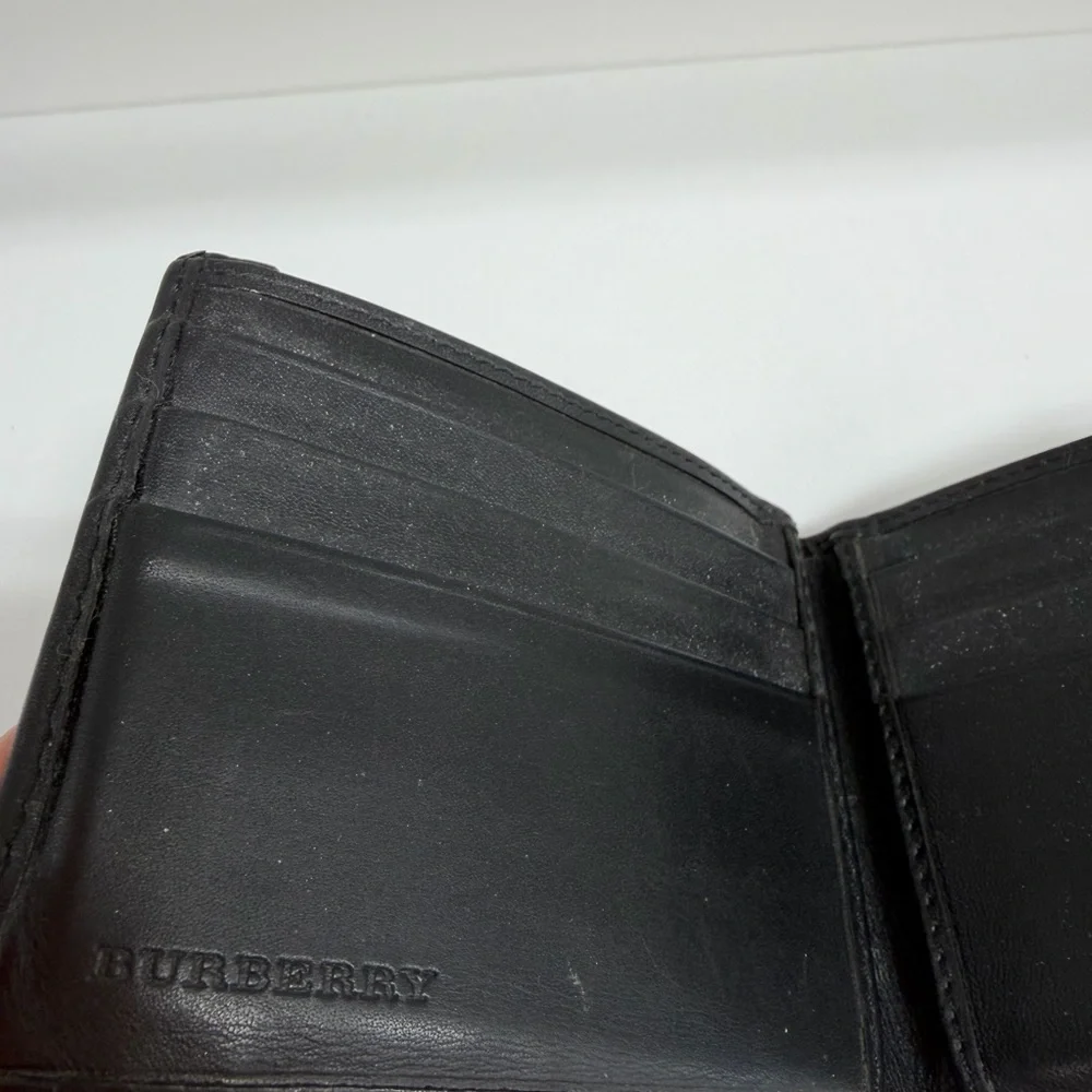 Burberry Men’s Black Leather Bifold Wallet w/ Dust Bag Luxury Classic